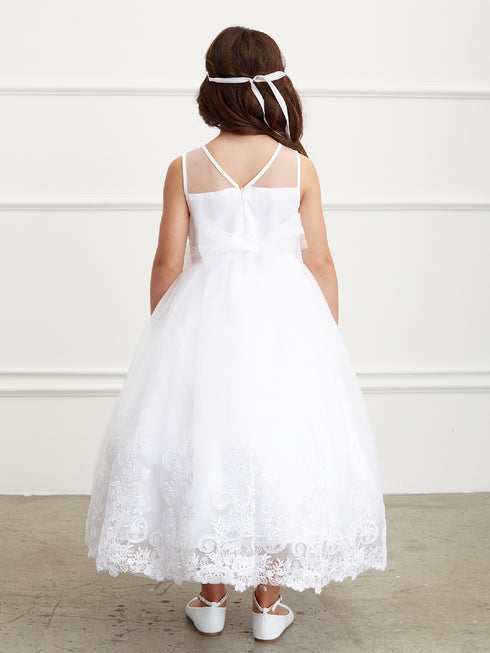 Tip Top Kids Big Girls Blanco Recortado Illusion Escote Comunión Vestido 8-18